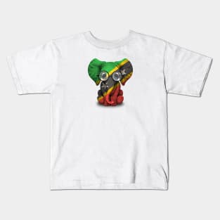 Baby Elephant with Glasses and Saint Kitts Flag Kids T-Shirt